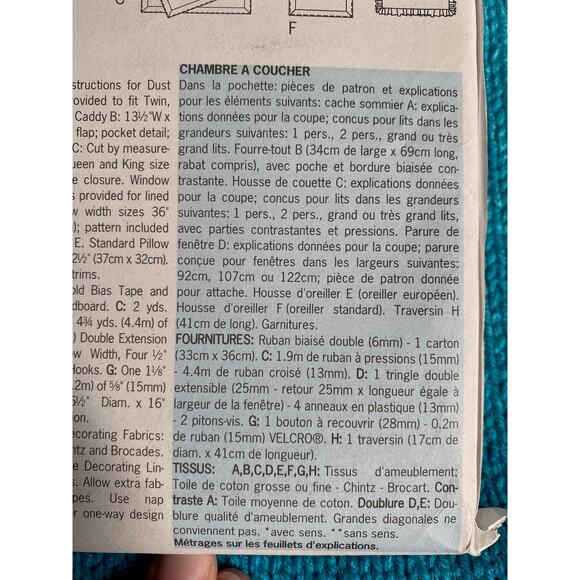 Butterick 5860 Waverly bedroom bedcovers pattern - Picture 6 of 6